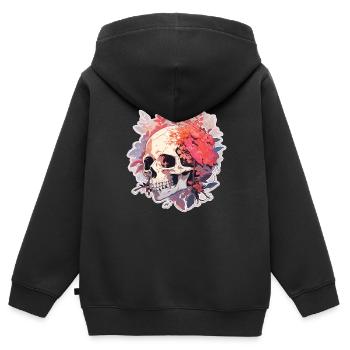 Skull Totenkopf Blumen Skulls - Kinder Premium Organic Zip Hoodie - Schwarz - Hinten - AI Model Kid Male (0cm)
