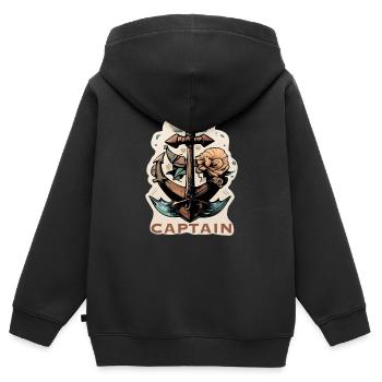 Kapitän - Kinder Premium Organic Zip Hoodie - Schwarz - Hinten - AI Model Kid Male (0cm)