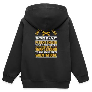 Geschickt genug, um es zu zerlegen Handwerker - Kinder Premium Organic Zip Hoodie - Schwarz - Hinten - AI Model Kid Male (0cm)