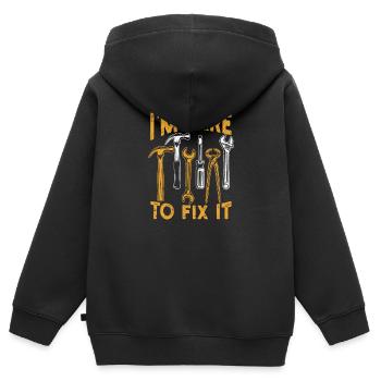 Je suis là pour le réparer bricolage - Sweat Premium à capuche zippé enfant bio - noir - Dos - AI Model Kid Male (0cm)