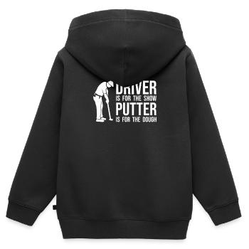Drôle de dicton de golfeur - Driver Putter Funny - Sweat Premium à capuche zippé enfant bio - noir - Dos - AI Model Kid Male (0cm)