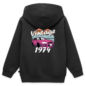 Classe de 1974 Anniversaire de la classe de 1974 - Sweat Premium à capuche zippé enfant bio - noir - Dos - AI Model Kid Male (0cm)