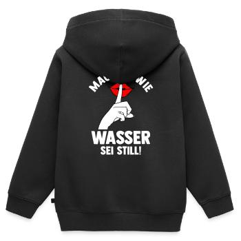 Mach es wie Wasser sei Still - Kinder Premium Organic Zip Hoodie - Schwarz - Hinten - AI Model Kid Male (0cm)