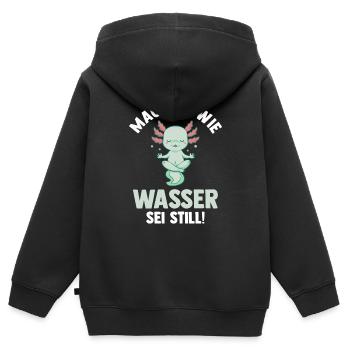 Axolotl Mach es wie Wasser sei Still - Kinder Premium Organic Zip Hoodie - Schwarz - Hinten - AI Model Kid Male (0cm)