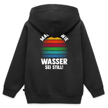Mach es wie Wasser sei Still - Kinder Premium Organic Zip Hoodie - Schwarz - Hinten - AI Model Kid Male (0cm)