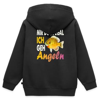Mir Doch Egal Ich Geh Angeln Mir doch egal - Kinder Premium Organic Zip Hoodie - Schwarz - Hinten - AI Model Kid Male (0cm)