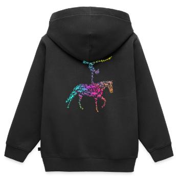 Voltigieren Reiten Pferd Spruch Reiter Reitverein - Kinder Premium Organic Zip Hoodie - Schwarz - Hinten - AI Model Kid Male (0cm)