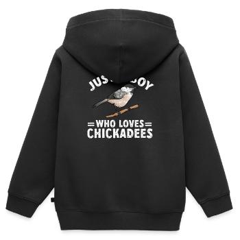 Observation des oiseaux mésanges - Sweat Premium à capuche zippé enfant bio - noir - Dos - AI Model Kid Male (0cm)