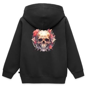 Skulls Skull Skull Skull Flowers - Kids Premium Organic Zip-up Hoodie - black - Back - AI Model Kid Male (0cm)