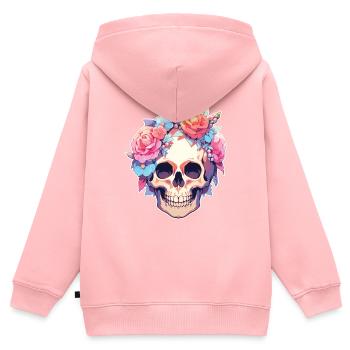 Skulls Skull Blumen Blumenschädel Totenschädel - Kinder Premium Organic Zip Hoodie - Rosa - Hinten - AI Model Kid Female (0cm)