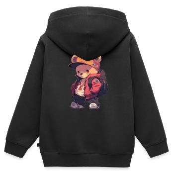 Bär Bären Braunbär Bären Baby Bär - Kinder Premium Organic Zip Hoodie - Schwarz - Hinten - AI Model Kid Male (0cm)