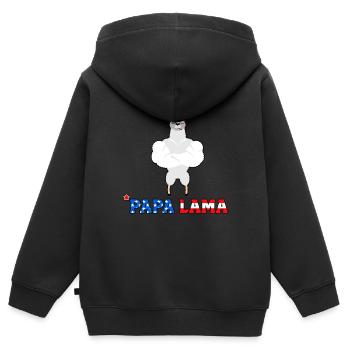 4. Juli Papa Lama - Kinder Premium Organic Zip Hoodie - Schwarz - Hinten - AI Model Kid Male (0cm)