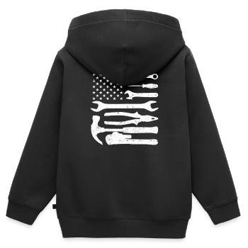 Amerikanische Flagge Mechaniker Heimwerker Patriot - Kinder Premium Organic Zip Hoodie - Schwarz - Hinten - AI Model Kid Male (0cm)