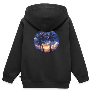 Palme Palmen Palme Sonnenuntergang Palmenstrand - Kinder Premium Organic Zip Hoodie - Schwarz - Hinten - AI Model Kid Male (0cm)