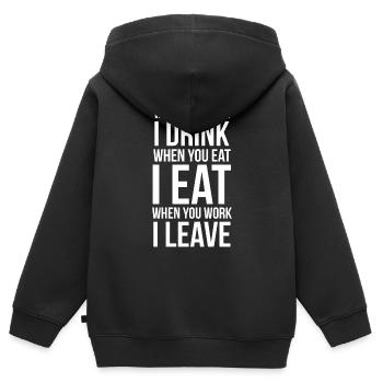 Lustiger Freund Slogan Wenn du trinkst, trinke ich - Kinder Premium Organic Zip Hoodie - Schwarz - Hinten - AI Model Kid Male (0cm)