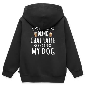 Lustiger Chai Latte Und Hundebesitzer - Kinder Premium Organic Zip Hoodie - Schwarz - Hinten - AI Model Kid Male (0cm)