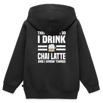 Dicton Chai Latte - Sweat Premium à capuche zippé enfant bio - noir - Dos - AI Model Kid Male (0cm)