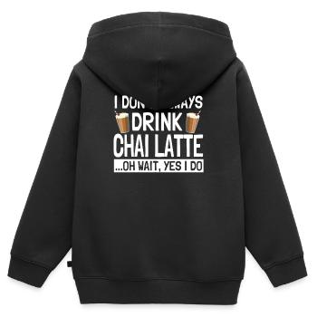 Chai Latte Dire Inde Thé Chai épicé - Sweat Premium à capuche zippé enfant bio - noir - Dos - AI Model Kid Male (0cm)