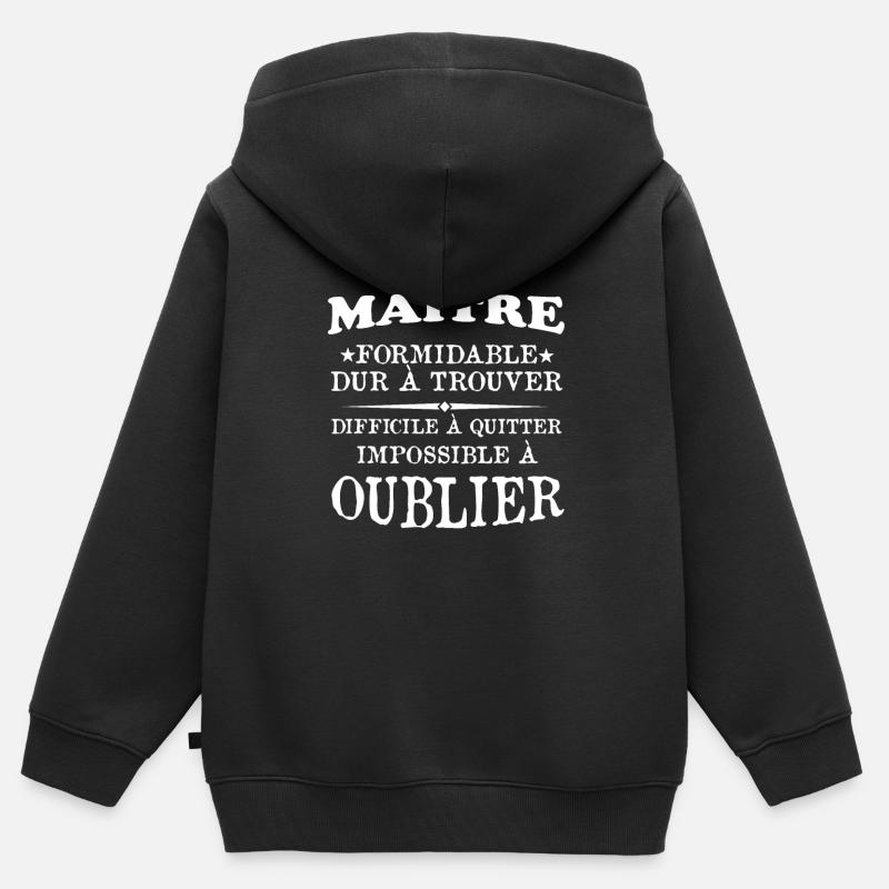 Maître formidable idée cadeau maître d'école - Sweat Premium à capuche zippé enfant bio - noir