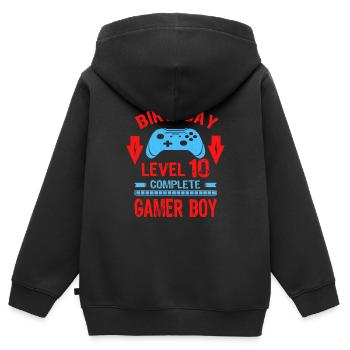 Ten 10yr BDay Son Boy Funny Gamer 10th 10 Birthday - Kids Premium Organic Zip-up Hoodie - black - Back - AI Model Kid Male (0cm)