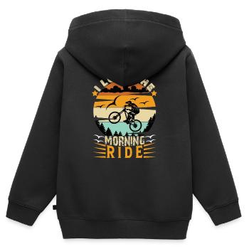 Downhill Downhill Mountainbike Downhill Berge - Kinder Premium Organic Zip Hoodie - Schwarz - Hinten - AI Model Kid Male (0cm)