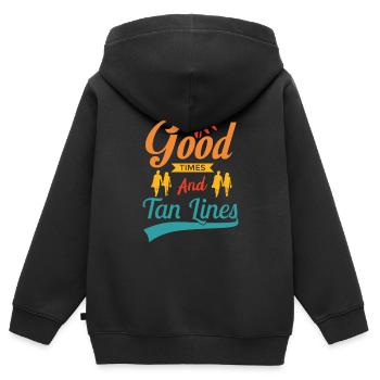 Bons moments et lignes de bronzage - Sweat Premium à capuche zippé enfant bio - noir - Dos - AI Model Kid Male (0cm)