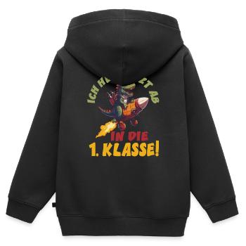 Ich heb jetzt ab in die 1. Klasse Schulanfang - Kinder Premium Organic Zip Hoodie - Schwarz - Hinten - AI Model Kid Male (0cm)