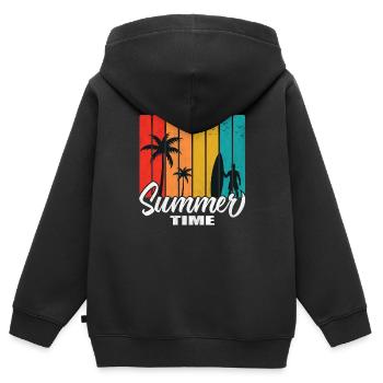 Heure d'été - Sweat Premium à capuche zippé enfant bio - noir - Dos - AI Model Kid Male (0cm)