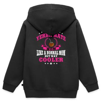 Drôle de tenue de maman yerba mate pour la fête des mères - Sweat Premium à capuche zippé enfant bio - noir - Dos - AI Model Kid Male (0cm)