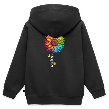 Rainbow Sunflower LGBTQ Lover Pride Community Pun - Sweat Premium à capuche zippé enfant bio - noir - Dos - AI Model Kid Male (0cm)