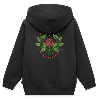 Ewige Rosen - Kinder Premium Organic Zip Hoodie - Schwarz - Hinten - AI Model Kid Male (0cm)