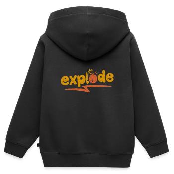Phantasie explodieren - Kinder Premium Organic Zip Hoodie - Schwarz - Hinten - AI Model Kid Male (0cm)