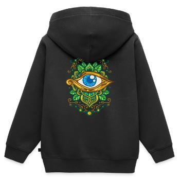Œil d’Horus - Sweat Premium à capuche zippé enfant bio - noir - Dos - AI Model Kid Male (0cm)