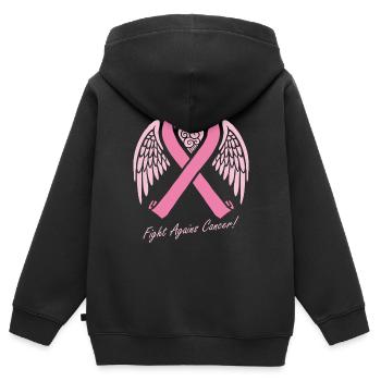 Kampf gegen Brustkrebs - Kinder Premium Organic Zip Hoodie - Schwarz - Hinten - AI Model Kid Male (0cm)