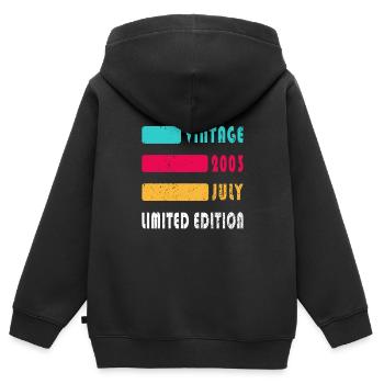 Juli 2003 Juli Geburtstagsgeschenk Juli 2003 - Kinder Premium Organic Zip Hoodie - Schwarz - Hinten - AI Model Kid Male (0cm)
