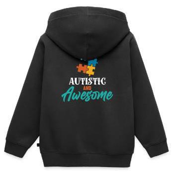 Stolze Autistin und Genial - Kinder Premium Organic Zip Hoodie - Schwarz - Hinten - AI Model Kid Male (0cm)