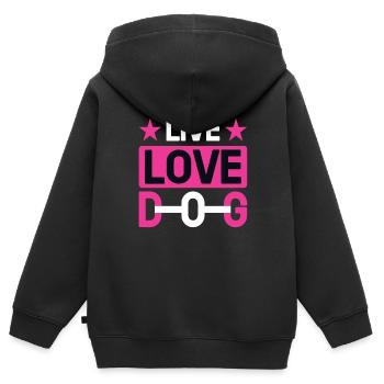 Live Love Dog - Sweat Premium à capuche zippé enfant bio - noir - Dos - AI Model Kid Male (0cm)
