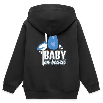 Baby On Board Stork - Kinder Premium Organic Zip Hoodie - Schwarz - Hinten - AI Model Kid Male (0cm)