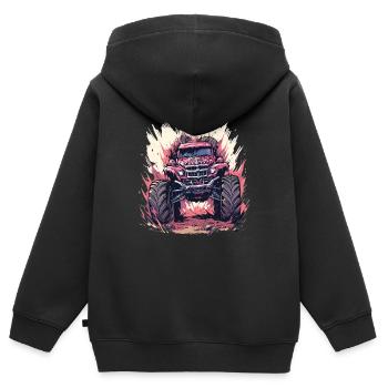 Monstertruck - Kinder Premium Organic Zip Hoodie - Schwarz - Hinten - AI Model Kid Male (0cm)