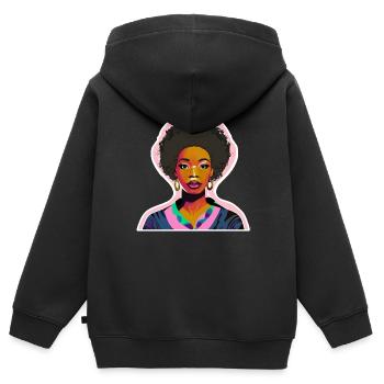 Black Lady - Kinder Premium Organic Zip Hoodie - Schwarz - Hinten - AI Model Kid Male (0cm)