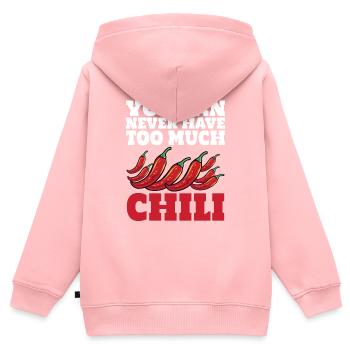 Piment épicé drôle que vous ne pouvez jamais en avoir trop - Sweat Premium à capuche zippé enfant bio - rose - Dos - AI Model Kid Female (0cm)