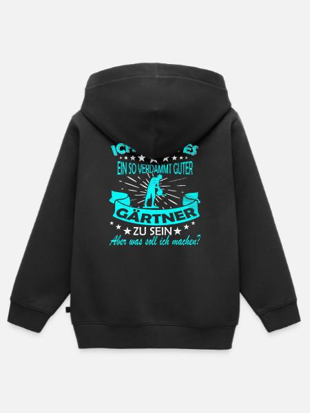 Gärtner Spruch Geschenk - Kinder Premium Organic Zip Hoodie - Schwarz