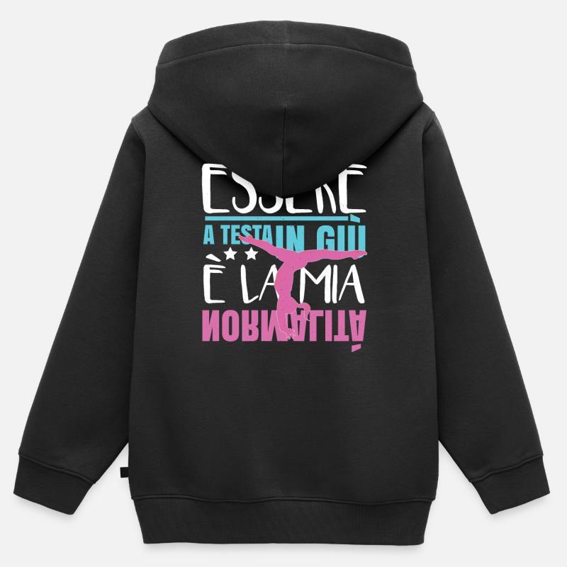 Ginnastica Artistica Ginnastica Ritmica Divertente - Felpa Premium con cappuccio con zip bambino bio - nero
