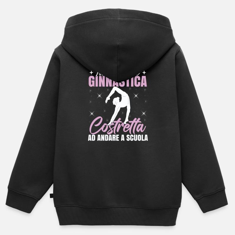 Nata Per Fare Ginnastica Bambina - Felpa Premium con cappuccio con zip bambino bio - nero