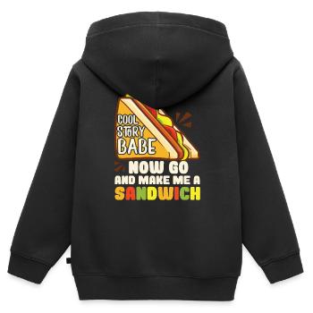 Cool Story Babe Make Me A Sandwich - Kinder Premium Organic Zip Hoodie - Schwarz - Hinten - AI Model Kid Male (0cm)
