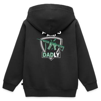 Pères paternels armés et paternels - Sweat Premium à capuche zippé enfant bio - noir - Dos - AI Model Kid Male (0cm)