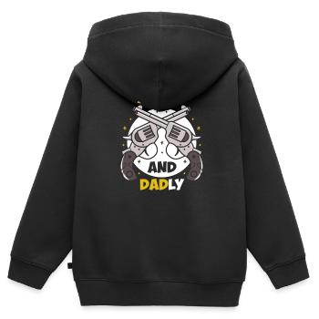 Pères paternels armés et paternels - Sweat Premium à capuche zippé enfant bio - noir - Dos - AI Model Kid Male (0cm)