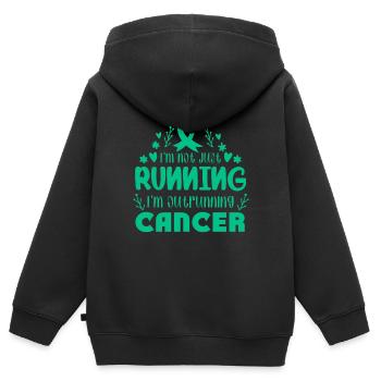 Ich bin auf der Flucht vor Leberkrebs - Kinder Premium Organic Zip Hoodie - Schwarz - Hinten - AI Model Kid Male (0cm)