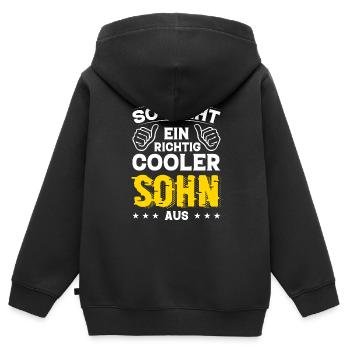 Sohn Sohn Geburtstag Sohn Sprüche Bester Sohn - Kinder Premium Organic Zip Hoodie - Schwarz - Hinten - AI Model Kid Male (0cm)