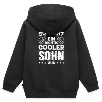 Sohn Sohn Geburtstag Sohn Sprüche Bester Sohn - Kinder Premium Organic Zip Hoodie - Schwarz - Hinten - AI Model Kid Male (0cm)